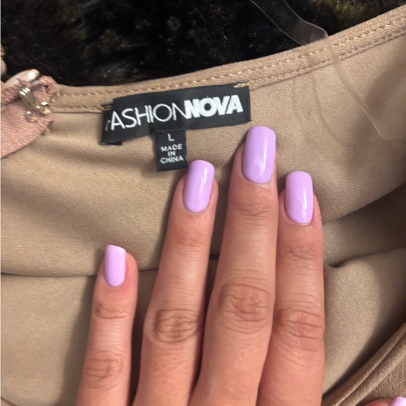 Fashion Nova Tan Black romper with rhinestone Accents stones all intact - Picture 8 of 9